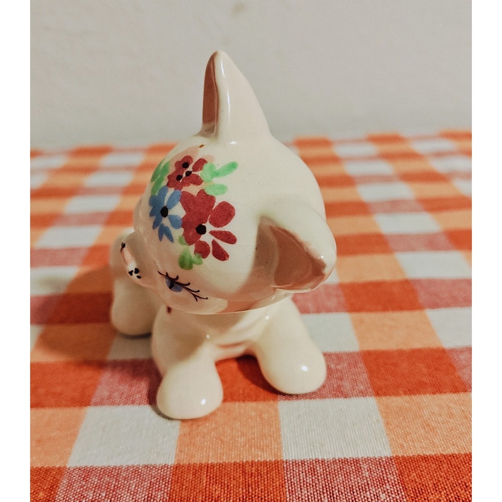Rare 1940's DeLee Cat  Floral ‎ Porcelain Figurine Pottery Hand Painted - Picture 6 of 8